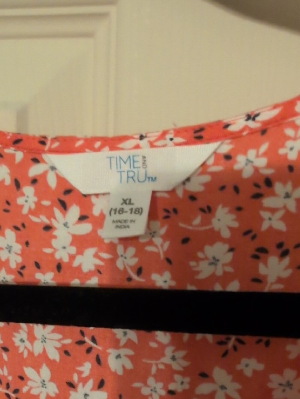 Time and Tru Coral Floral Wrap Midi Dress - Picture 4 of 6